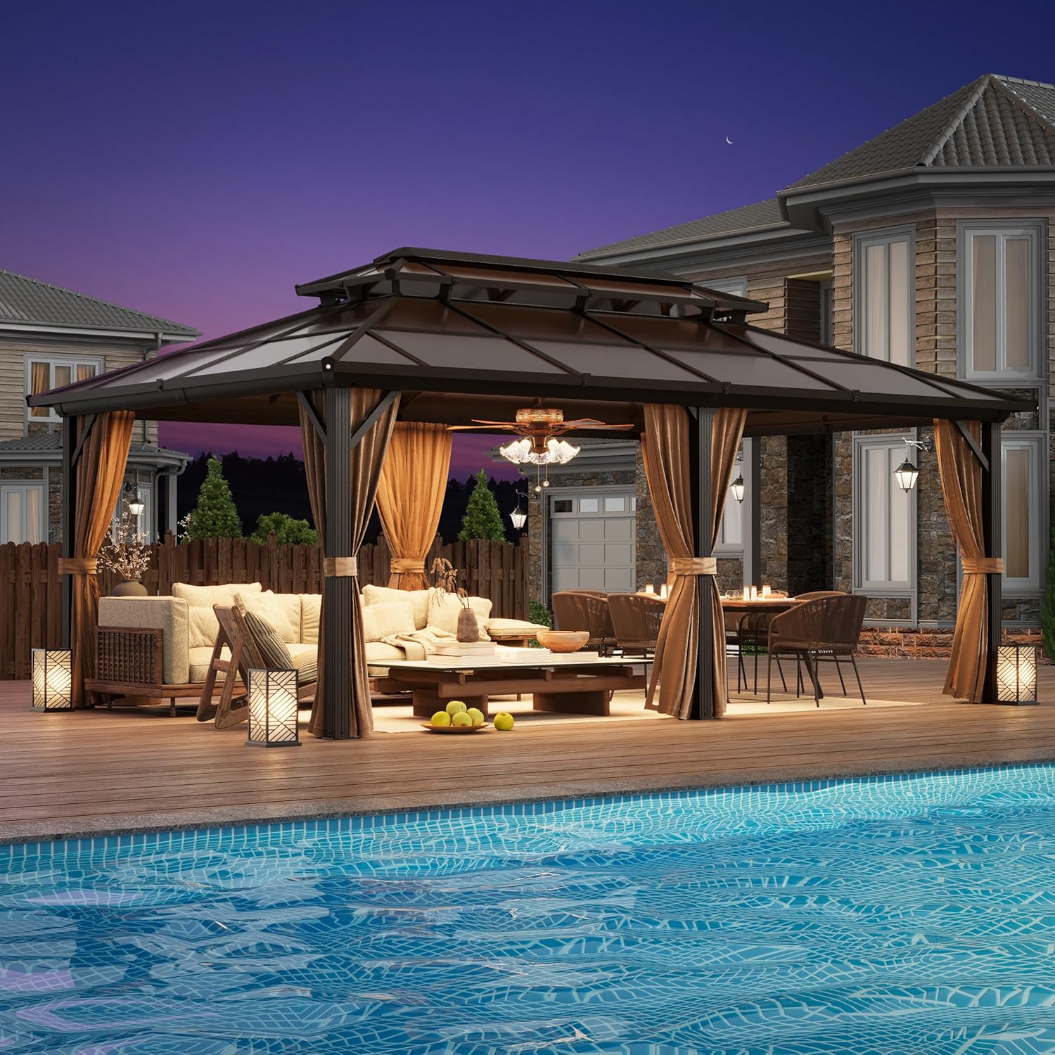 YOLENY 12ftx20ft Hardtop Gazebo for Outdoor Relaxation and Shade