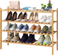 4-Tier Bamboo Wood Shoe Rack for Entryway and Hallway Use