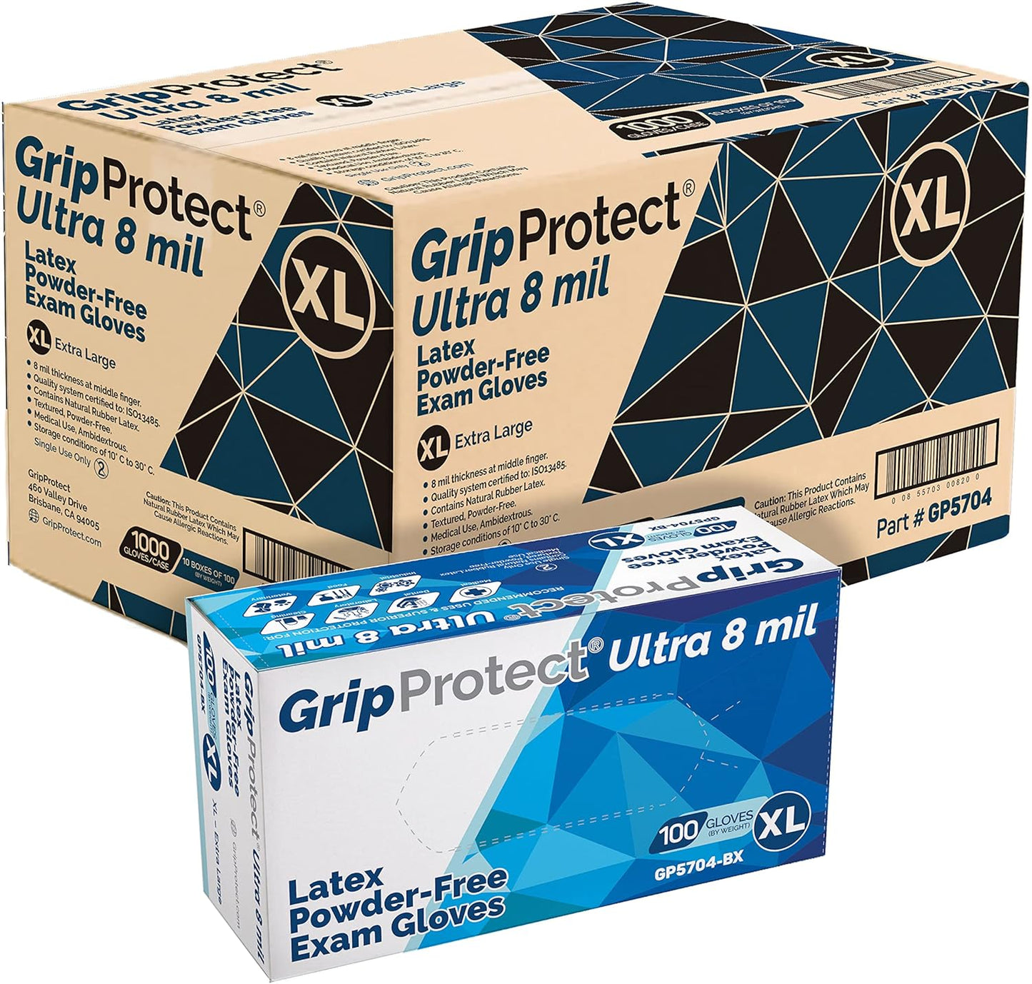 GripProtect Ultra 8 Mil Latex Exam Gloves for Maximum Comfort