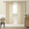 Vintage Floral Linen Curtains 72 in Length 2 Panels Set - Light