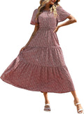 PRETTYGARDEN Boho Floral Maxi Dress - Flattering Smocked Waist