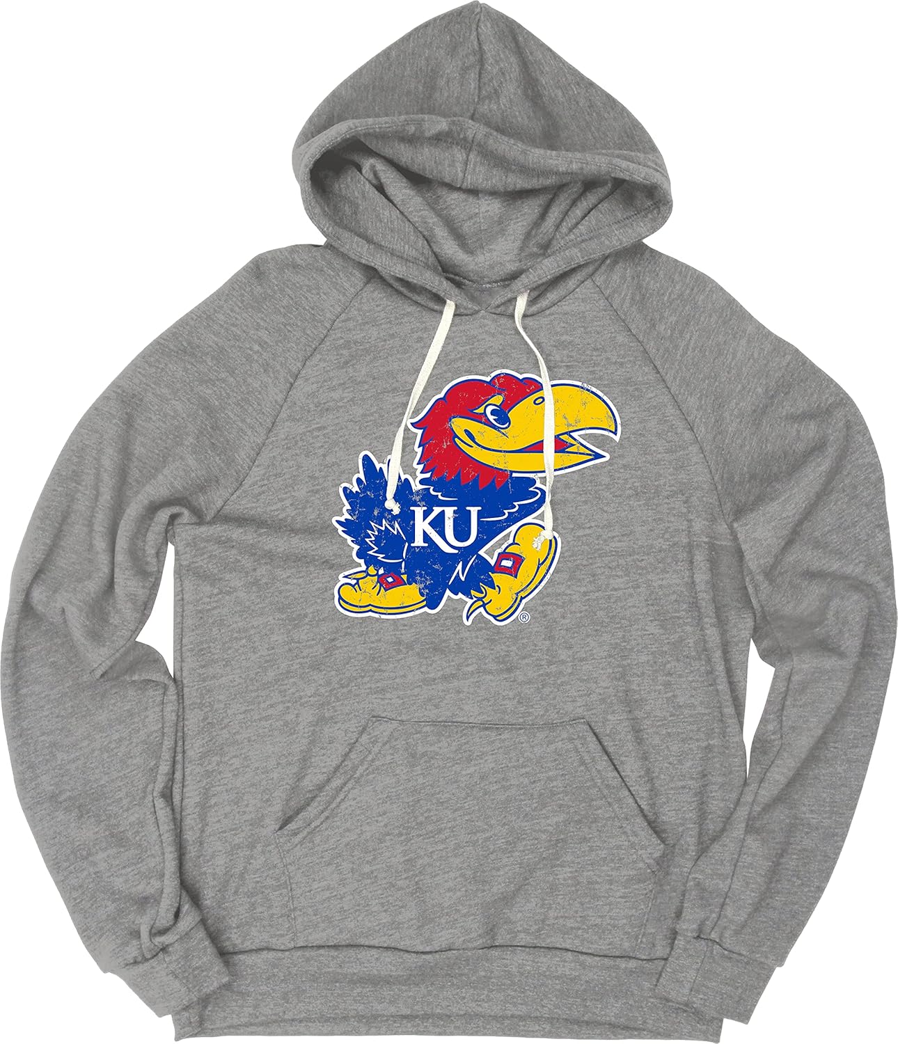 Kansas Jayhawks Men's Tri-Blend Hoodie with Vintage Icon Design