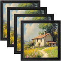 12x12 Picture Frames Set of 4 - Vintage Black Rustic Frames for 8x8