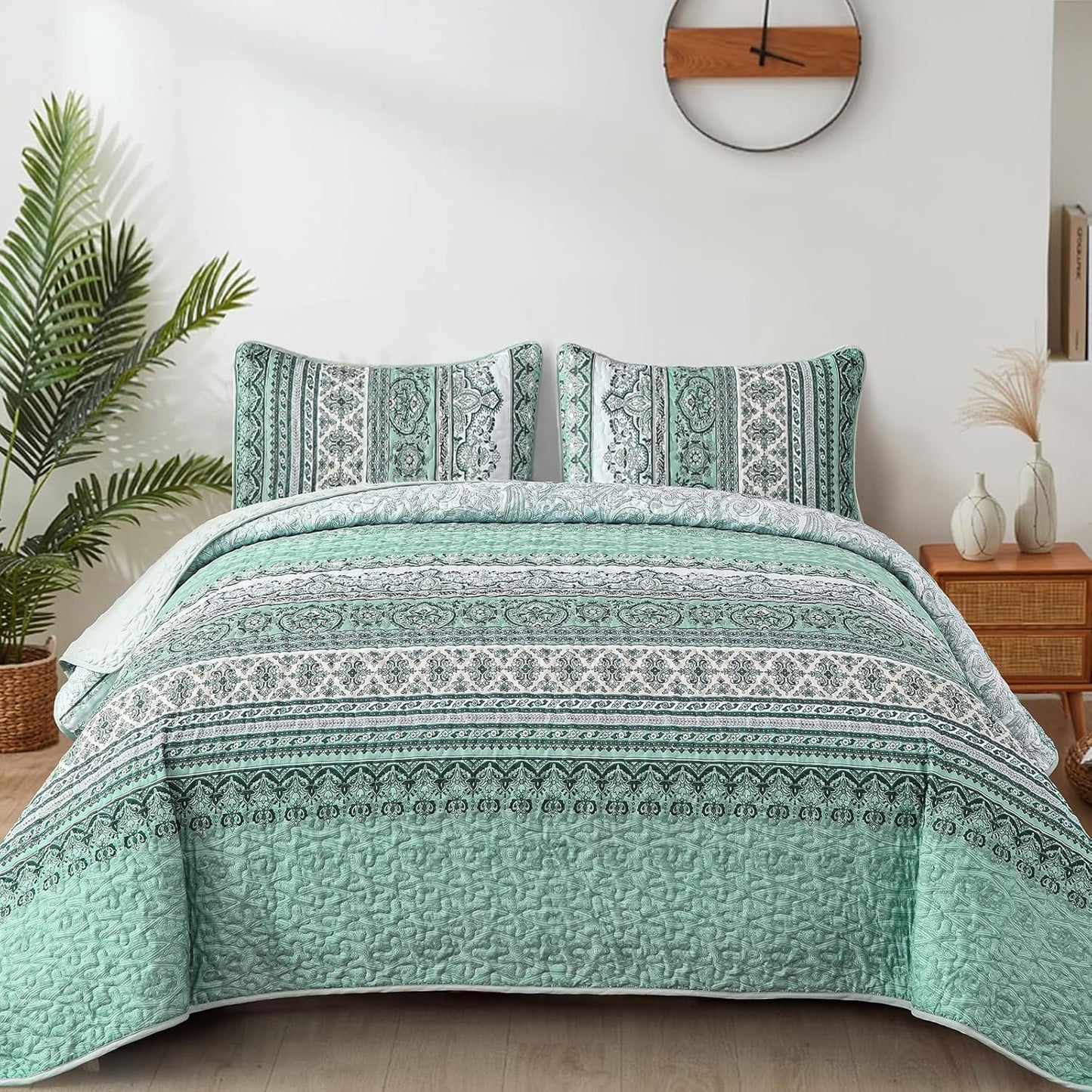 Sage Green Quilt Set King Size by WONGS BEDDING for All Seasons
