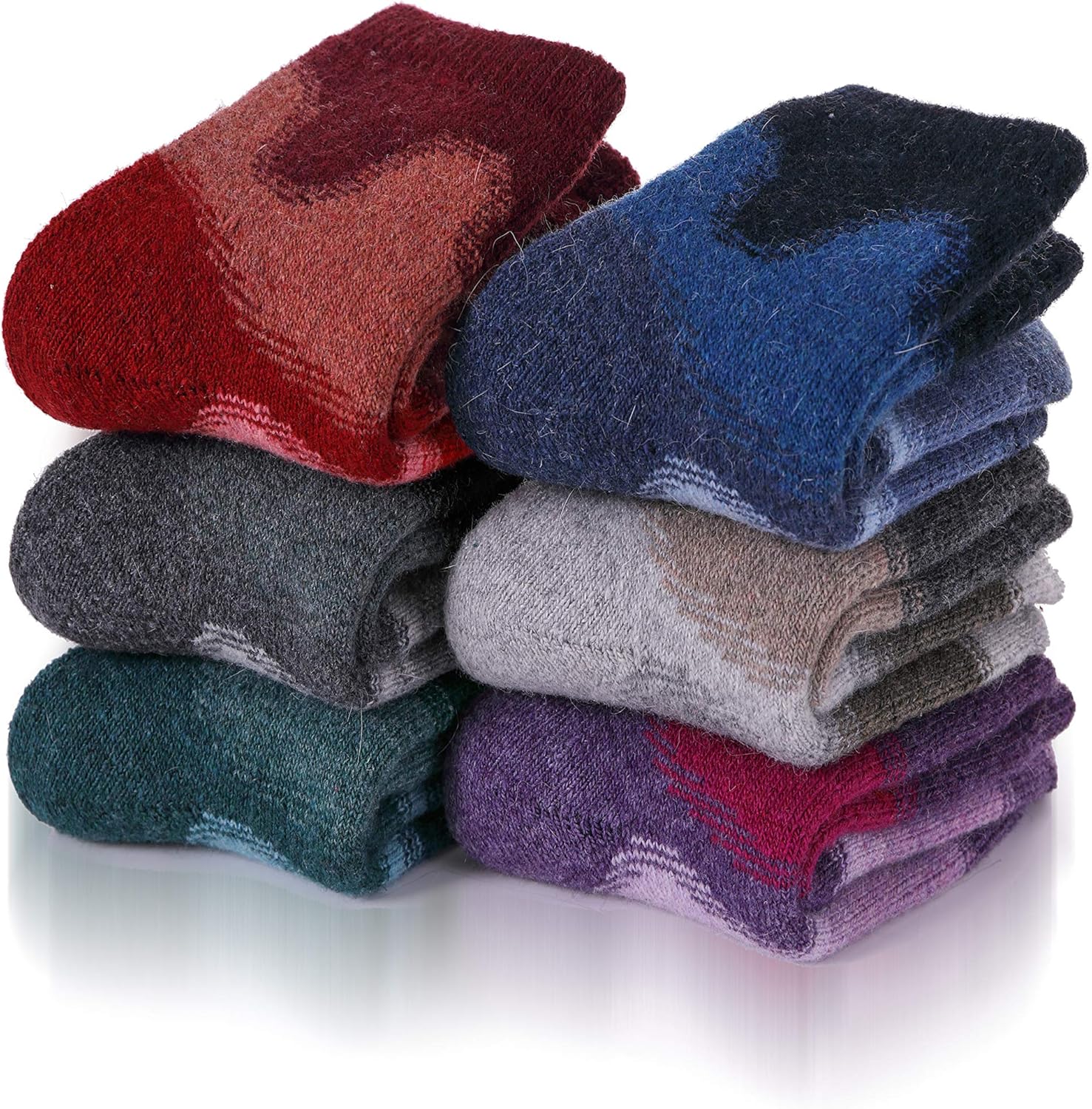 EBMORE Kids 6 Pairs Warm Merino Wool Crew Socks