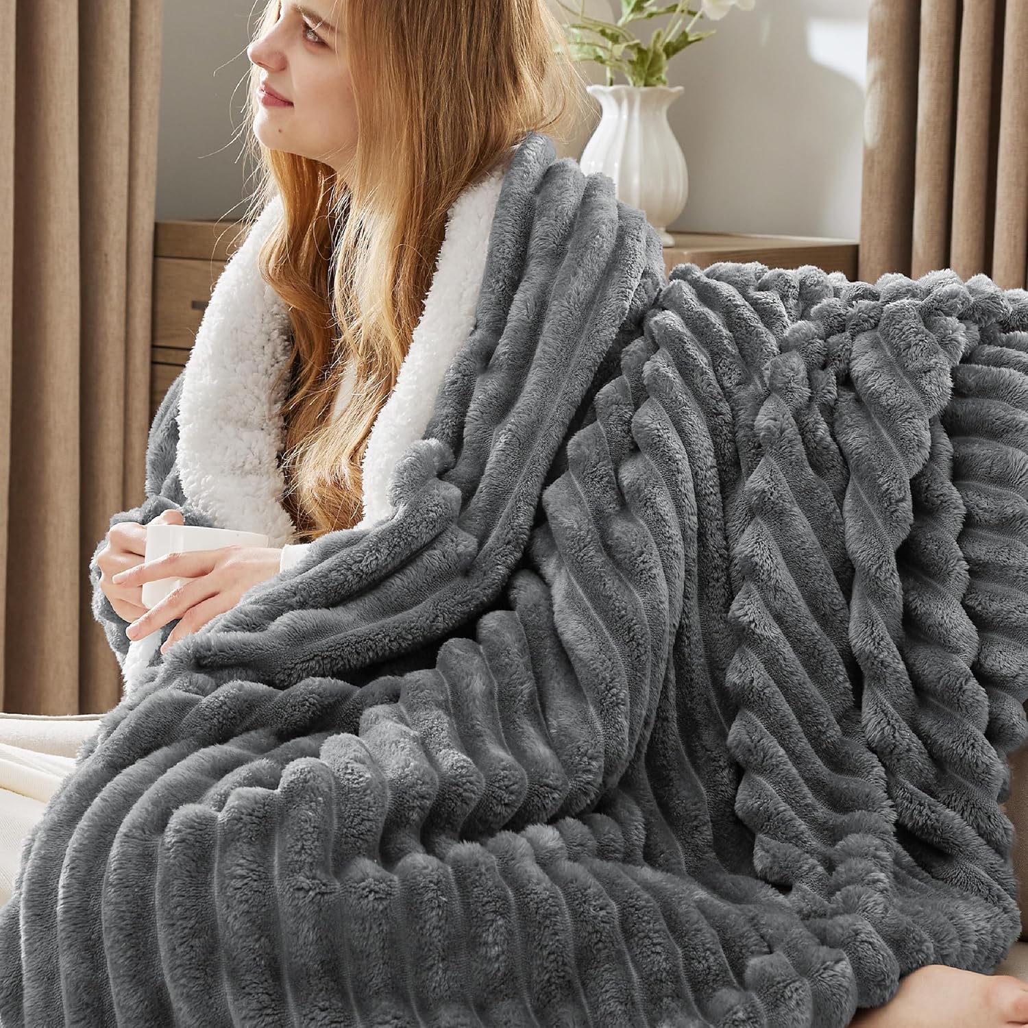 Bedsure Sherpa Blanket King Size - Super Soft Cozy Fleece