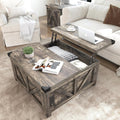 Farmhouse Lift Top Coffee Table Dark Grey Square with USB Ports
