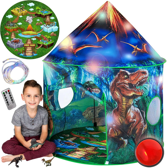 Dino Fun Pup Tent by Toy to Enjoy - Remote Lights & Sound, 3 Toys