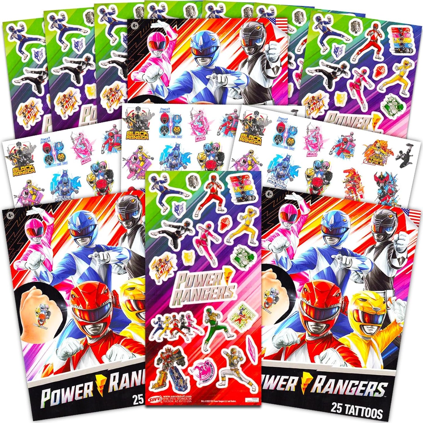 Power Rangers Stickers & Tattoos Set - 225 Fun Designs for Kids!