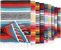 Mexican Blanket 9 Pcs Bulk Large Yoga Picnic Blankets - Soft, Colorful