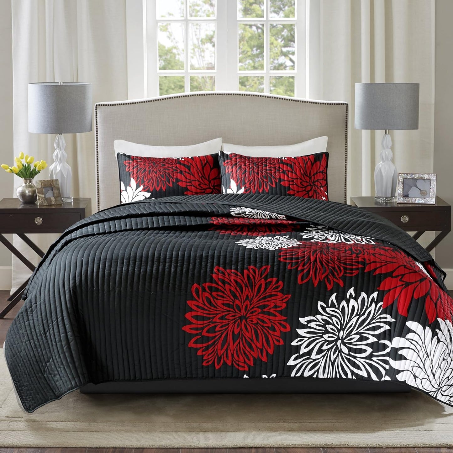 Comfort Spaces Enya Quilt Set - Lightweight Floral Coverlet