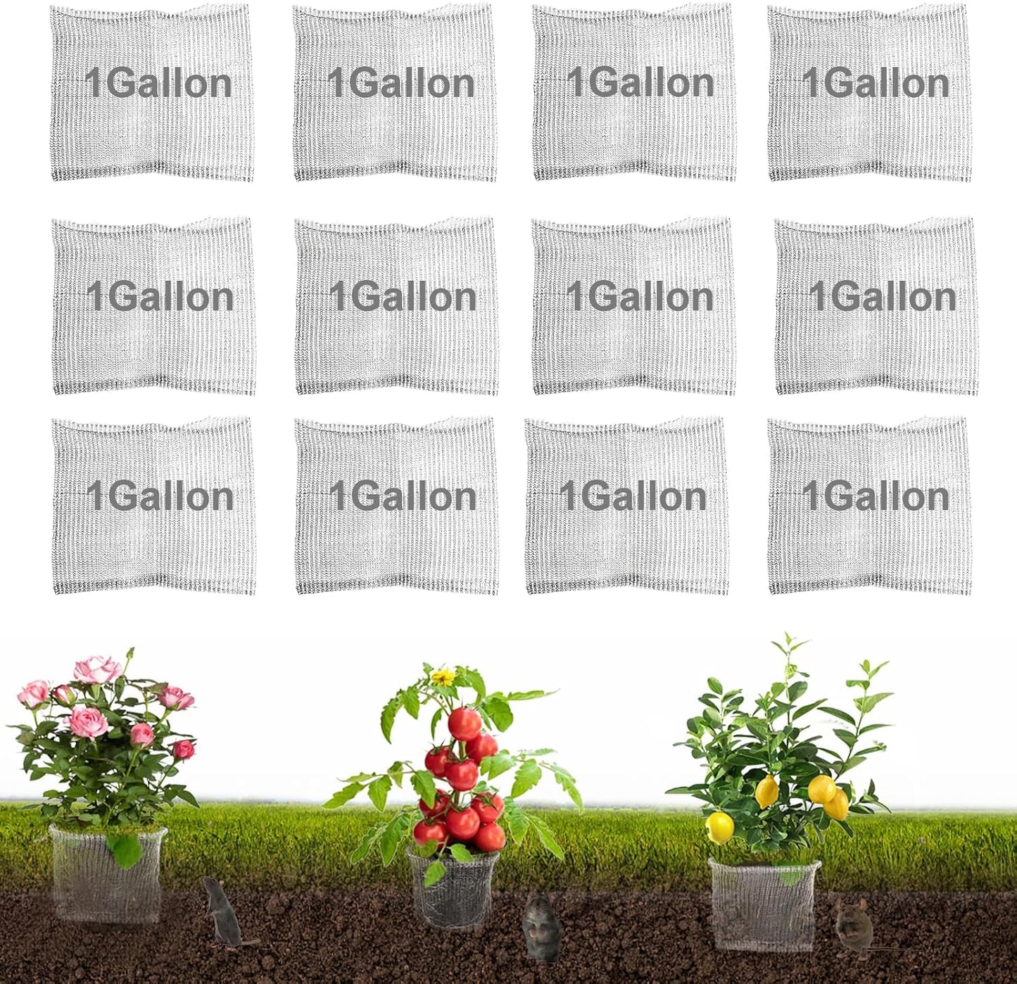 48PCS 1 Gallon Go-pher Wire Baskets for Plant Root Protection