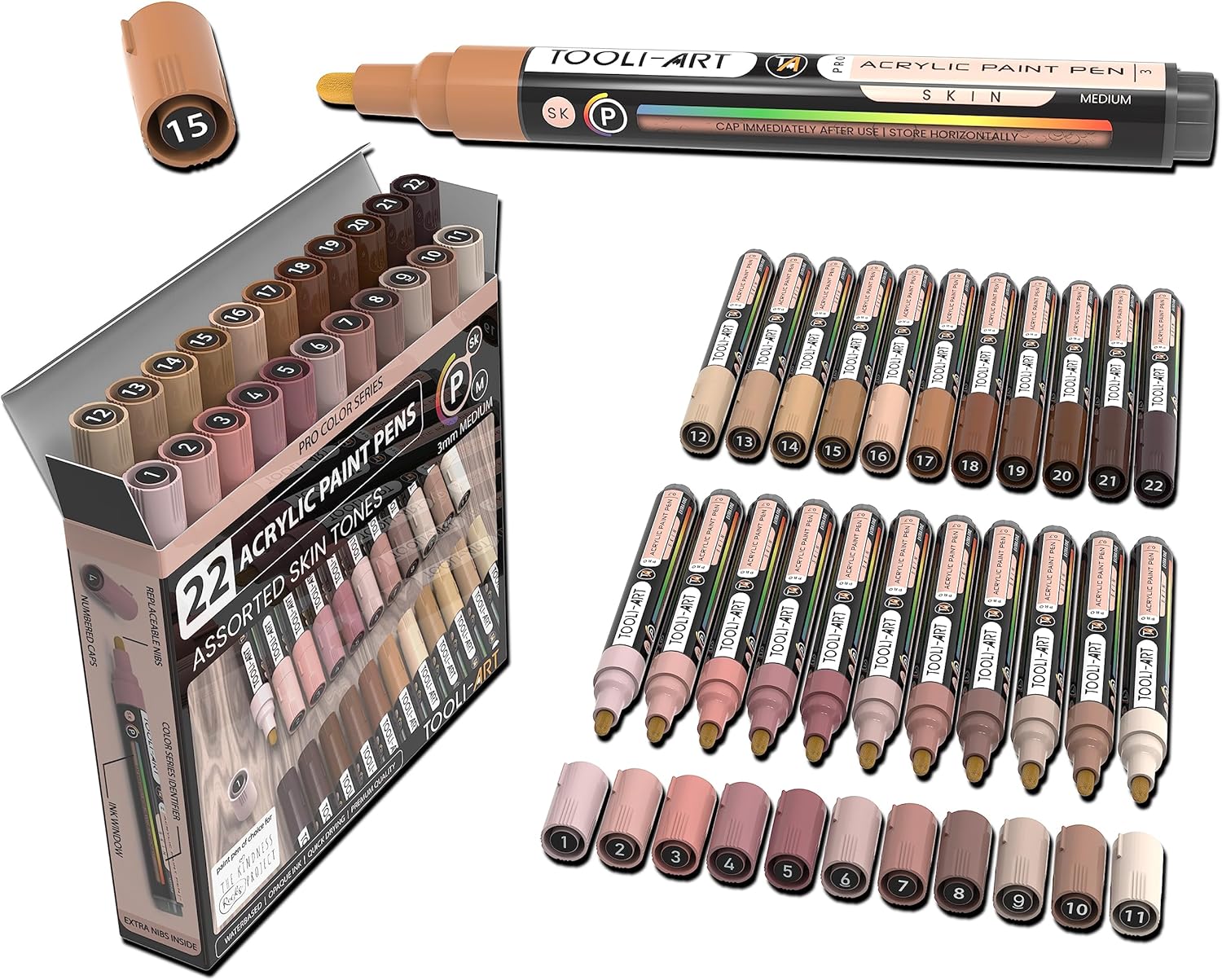 TOOLI-ART 22 Acrylic Paint Markers Set for Rock Painting & More