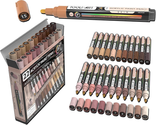 TOOLI-ART 22 Acrylic Paint Markers Set for Rock Painting & More