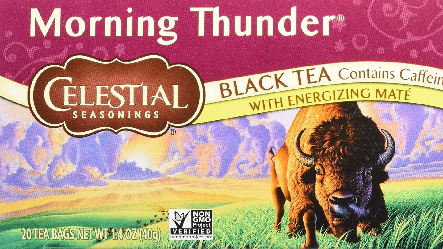 Celestial Seasonings Black Tea Morning Thunder for Energizing Mornings