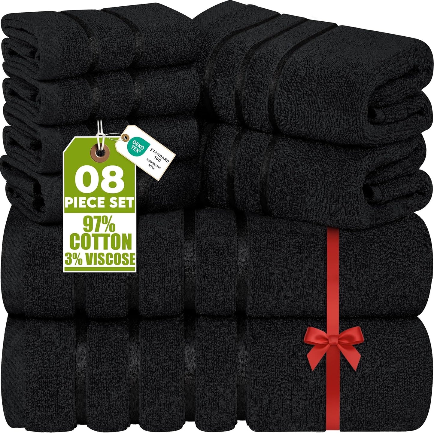 Luxury Towel Set - 8 Piece Highly Absorbent Cotton Towels