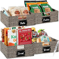 Water Hyacinth Pantry Baskets Set of 4 - Organized, Labelled Storage