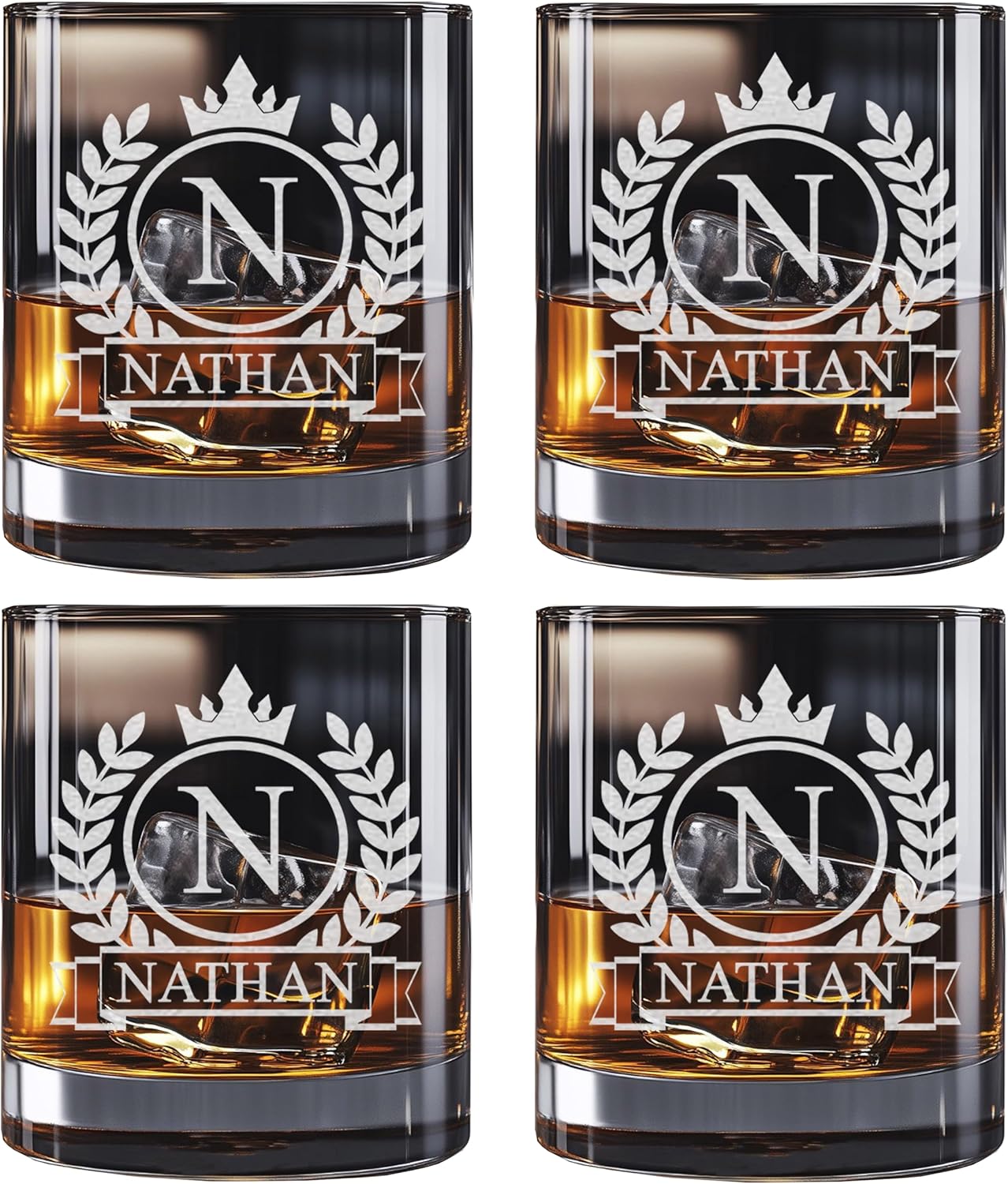 Personalized Whiskey Glass Set for Men - Custom Engraved Barware