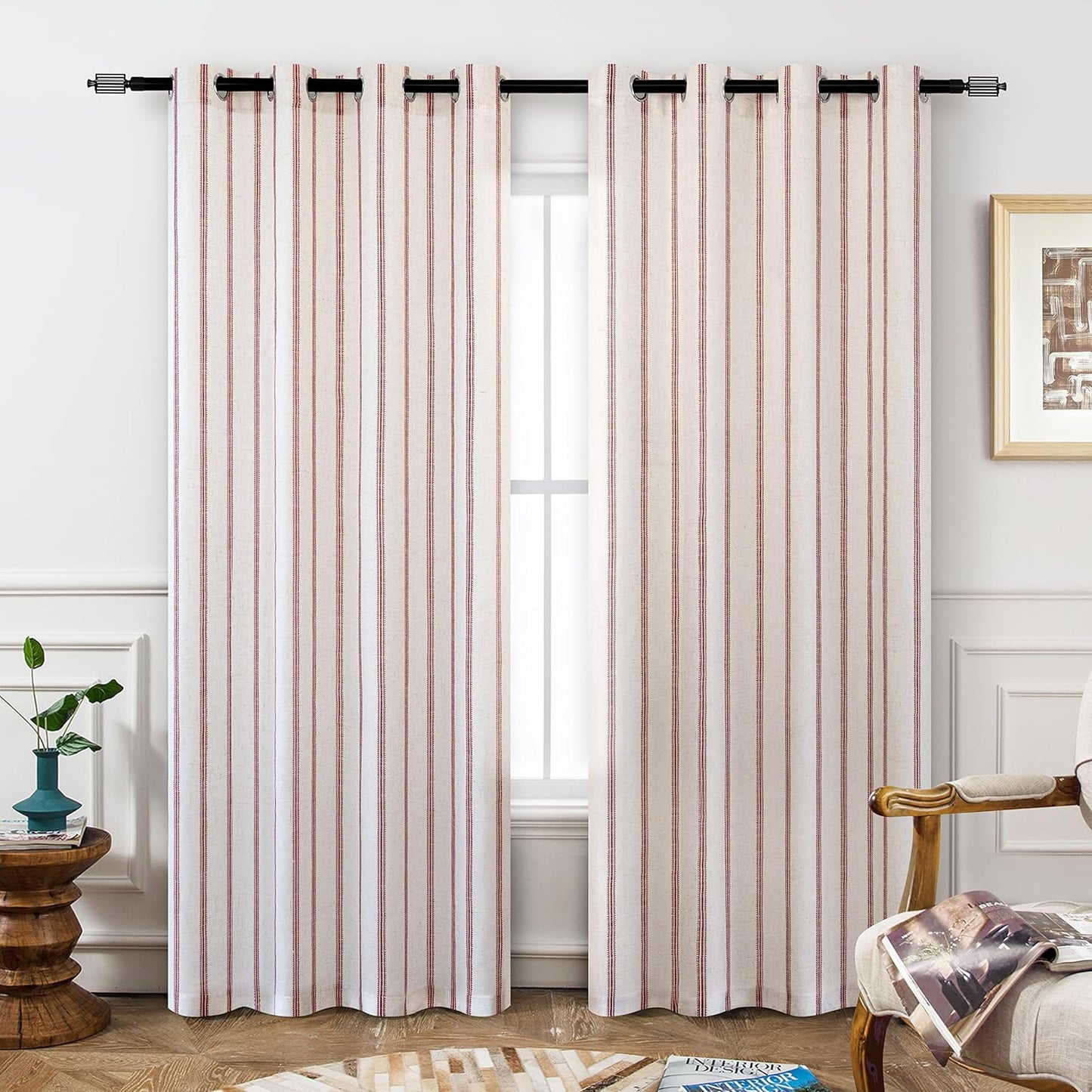 DriftAway Farmhouse Linen Blend Blackout Curtains for Bedroom