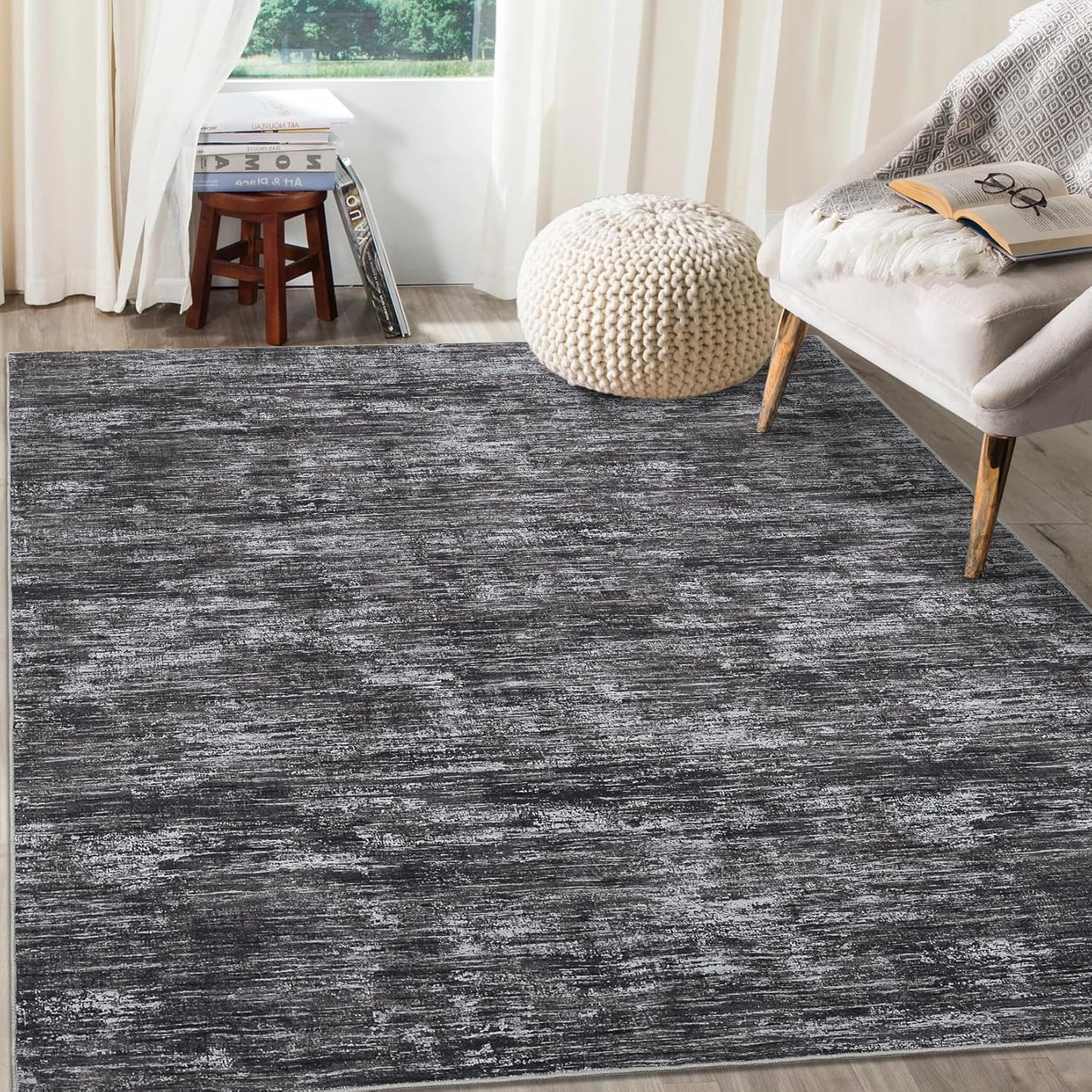8x10 Washable Rug for Living Room Non-Slip Modern Abstract