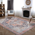 Bloom Rugs Washable Non-Slip 9ft x 12ft Terracotta/Blue Rug