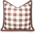 Modern Farmhouse Indoor Outdoor Throw Pillow Cover in Cocoa Brown