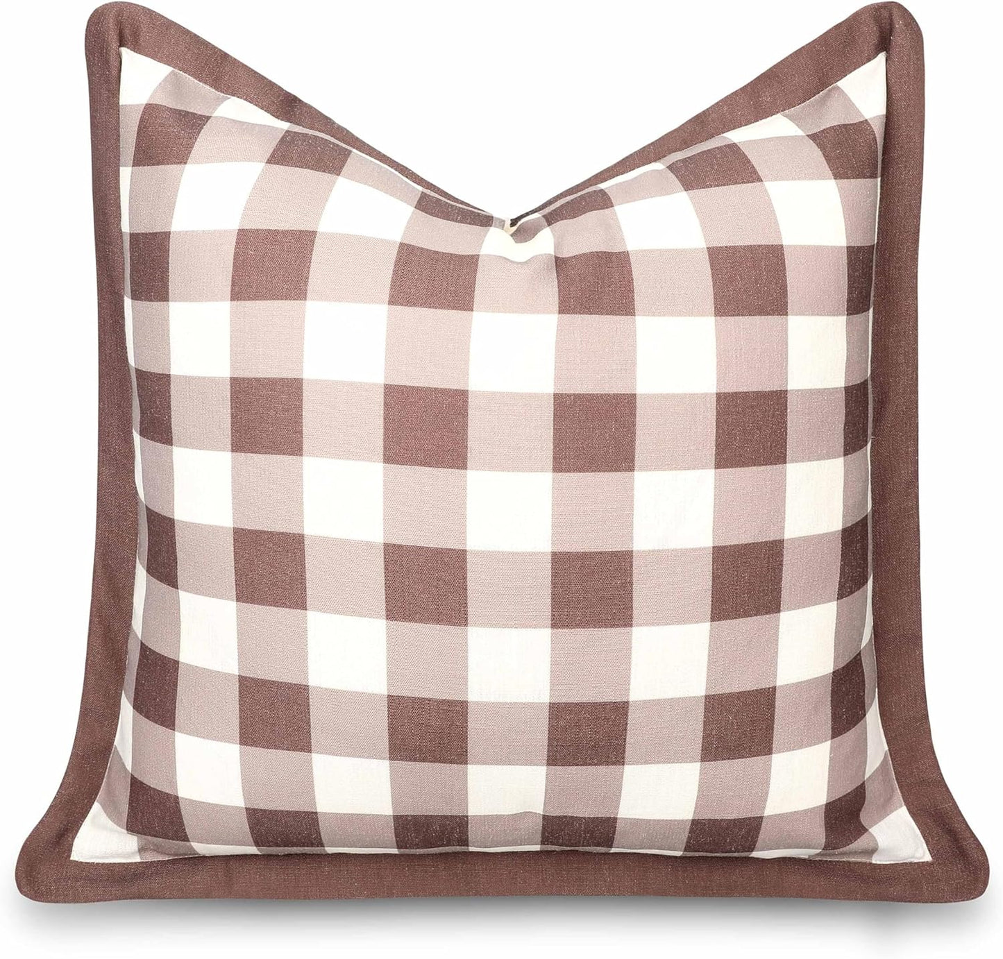 Modern Farmhouse Indoor Outdoor Throw Pillow Cover in Cocoa Brown