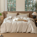 MooMee Striped Duvet Cover Set Oversized Queen 98x98 - Soft Washed