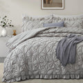 BEDAZZLED King Size Comforter Set - Soft Grey Pinch Pleat Comforter