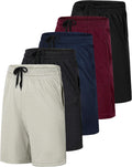 Boys Mesh Basketball Athletic Shorts 5 Pack - Quick Dry for Teens