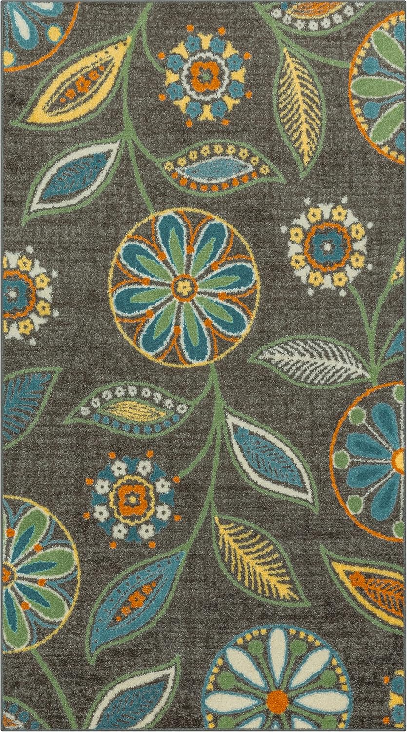 Maples Rugs Reggie Floral Area Rug - Washable & Non-Slip Design