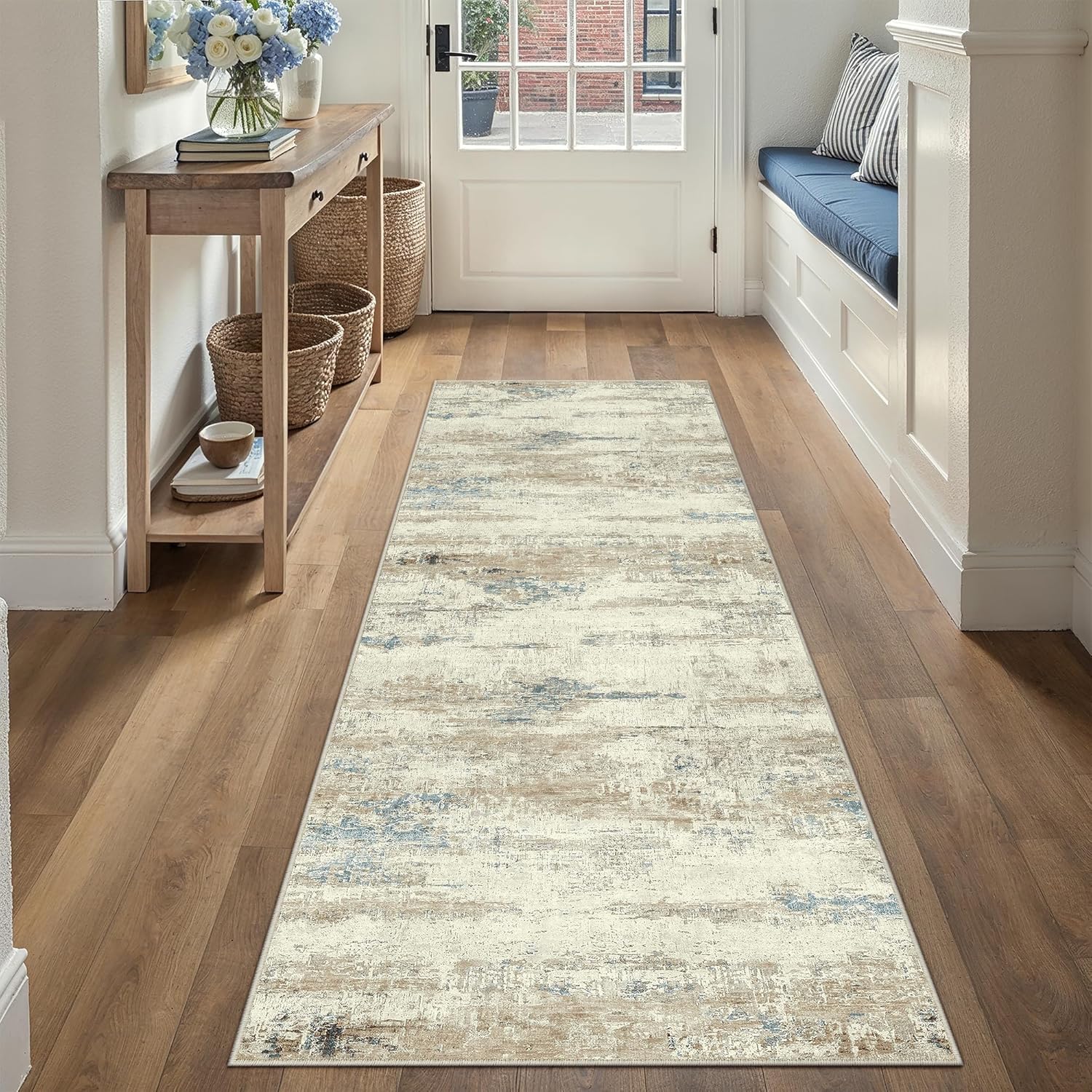 Modern Abstract Beige Brown 2x6 Runner Rug for Any Room