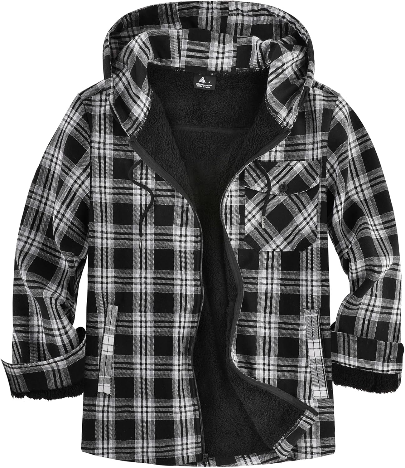 SCODI Men's Flannel Plaid Jacket Warm Sherpa Lined Fleece