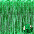 Green Foil Fringe Curtain Backdrop 3.3ft x 9.8ft 4 Pack - Sparkling