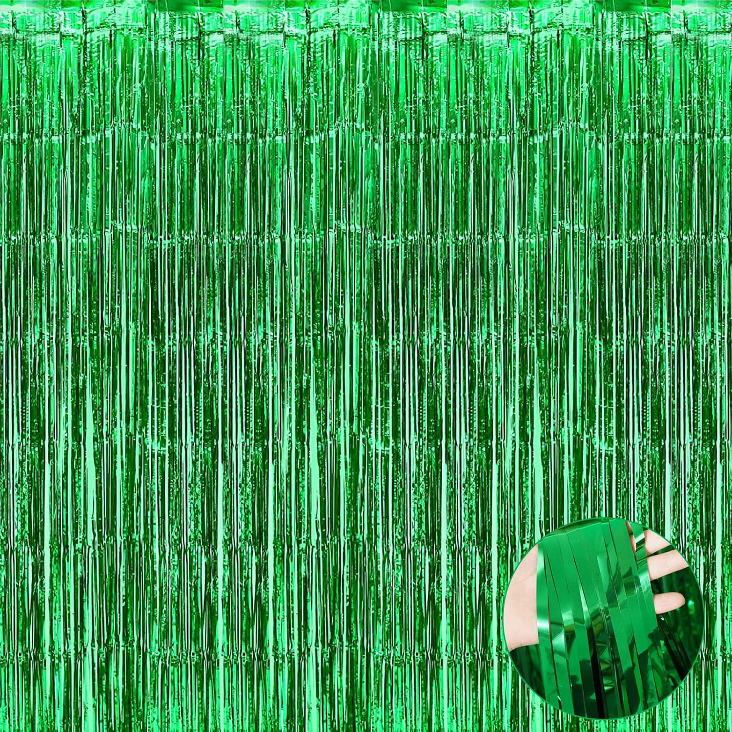 Shimmering Green Foil Curtains for Party Decor