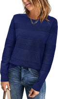 Arach&Cloz Womens Fall Sweaters 2024 Crochet Crew Neck