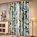 Light Filtering Floral Curtains 52Wx95L - 50% Blackout, Blue