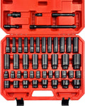45pcs 1/2 in Socket Set 6-Point Deep and Shallow Sockets - Durable