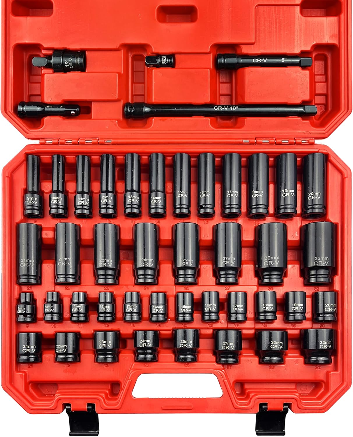 45pcs 1/2in Socket Set for Impact Tools - Durable and Versatile