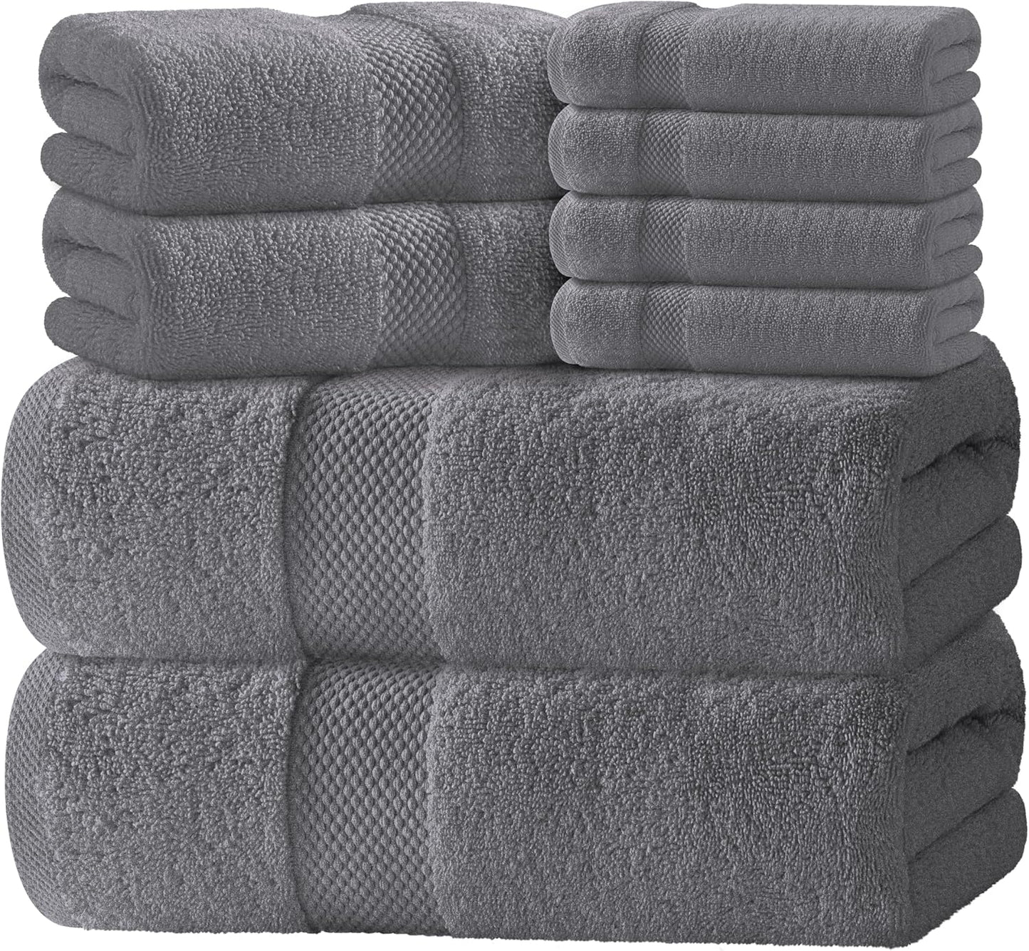Luxury Bath Towel Set of 8 Pieces - 100% Turkish Cotton Towels