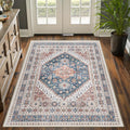 3x5 Washable Area Rug for Entryway - Thin Non Slip Floral Runner