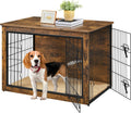 Yaheetech 38 in Dog Crate Furniture - Rustic Side Table and Kennel