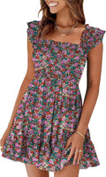Prinbara Women's Casual Square Neck Sundress for Summer Beach Days
