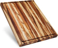 XL Thick Teak Wood Cutting Board with Juice Groove and Compartments