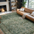 5x7 Area Rug for Bedroom Non Slip Washable Distressed Green - Soft Low