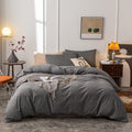 Washed Cotton Duvet Cover Full - Ultra Soft 100% Cotton Grey