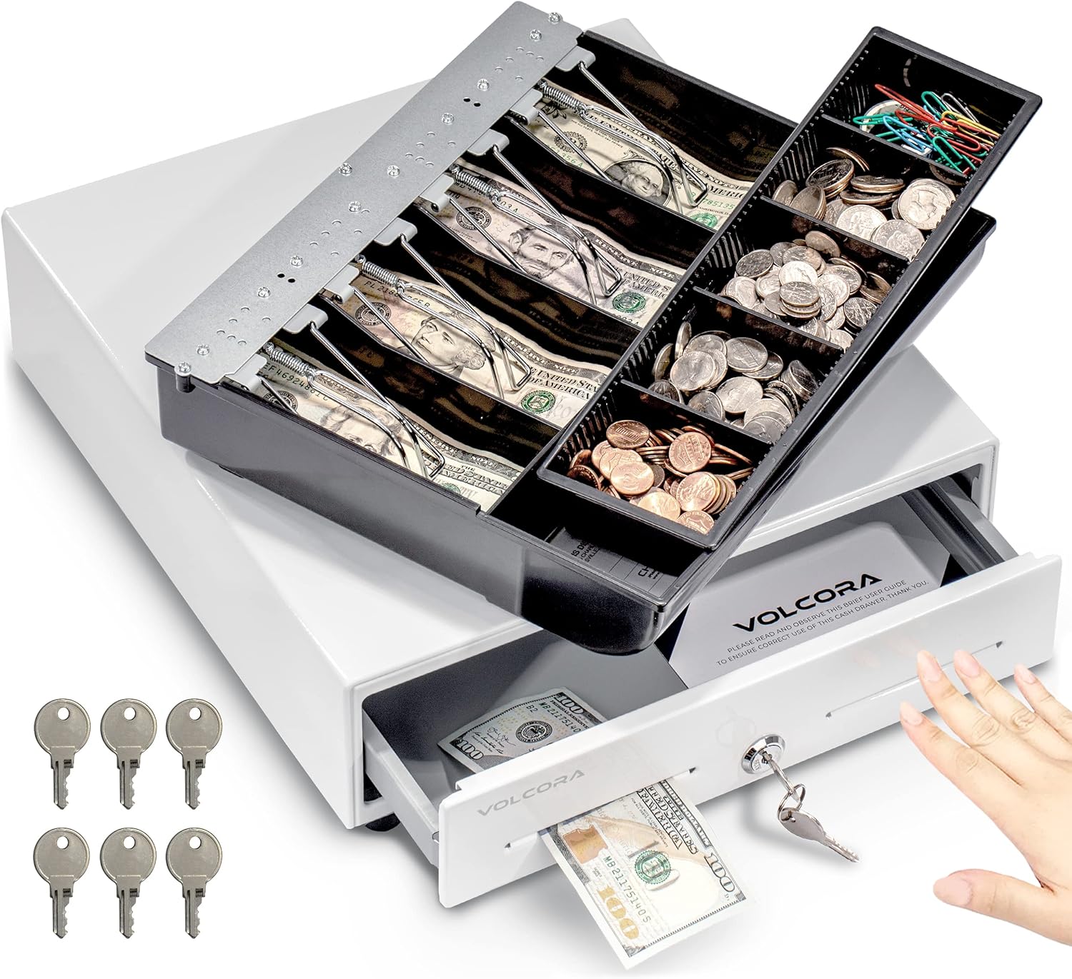 Volcora 13in Manual Push Open Cash Register Drawer for POS