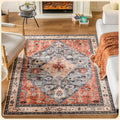 Istana 4x6 Rug Red & Teal Area Rug - Machine Washable, Non Slip