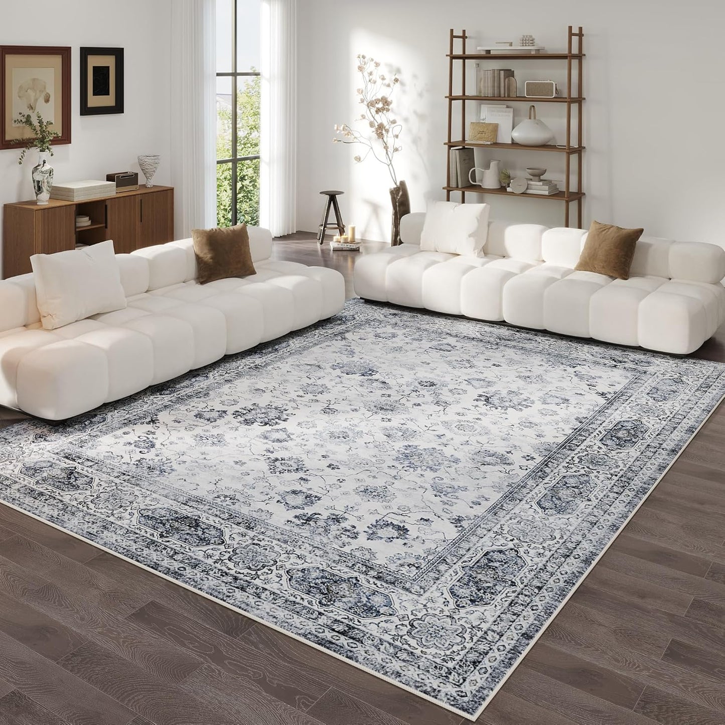 Soft Vintage Boho Area Rug 8x10 for Living Room and Bedroom