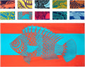Nova Blue Tropical Fish Beach Towel 34 x 63 - Packable Cotton Velour